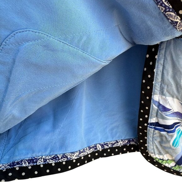 Koos Of Course Vintage Womens Reversible Blue Floral Silk Button Jacket Blazer S - Picture 11 of 11